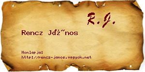 Rencz János névjegykártya